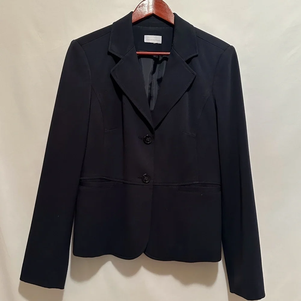 Charter Club Women’s Black Classic Blazer Size 8 - Picture 1 of 5